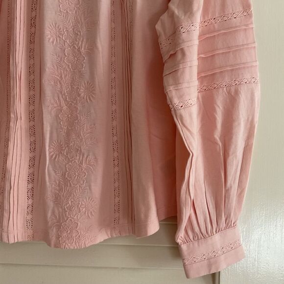 NWT Polo RALPH LAUREN PEACH PINK LACED EMBROIDERED LONG SLEEVE WOMAN Top XL - Picture 14 of 14